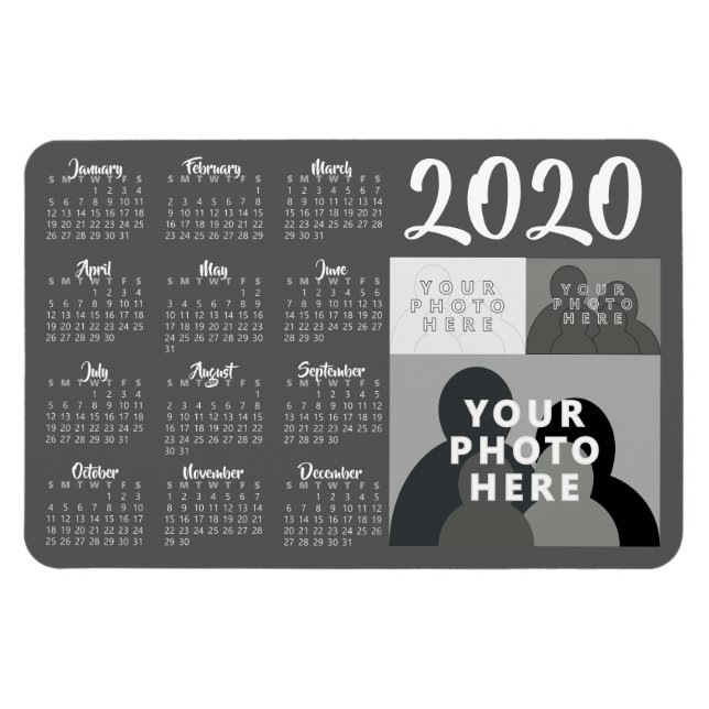 2020 Calendar Magnet - 3 Custom Photos - Template (Horizontal)