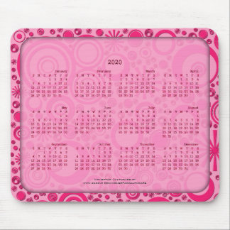2020 Calendar Mousepad, Rounds 2 Tone Pink Mouse Pad