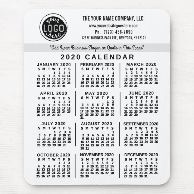 2020 Calendar (See Description for New Version) Mouse Pad (Front)