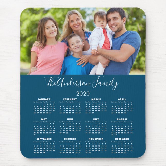 2020 Calendar Your Photo Family Name Mouse Pad (Front)