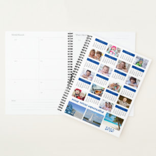 2020 Calendrier Photo Collage Bleu