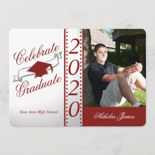 2020 Celebrate Graduate Red Photo Invitation
