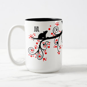 2020 Chinese New Year Rat and Flowering Tree Two-Tone Coffee Mug