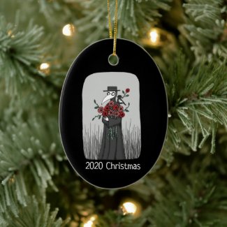 2020 Christmas ornament Plague Doctor Red Roses