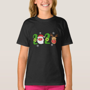 2020 Christmas Santa and Reindeer in Mask T-Shirt