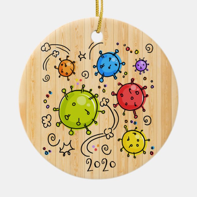 2020 Coronavirus Covid-19 Virus Wood Ceramic Ornament (Front)