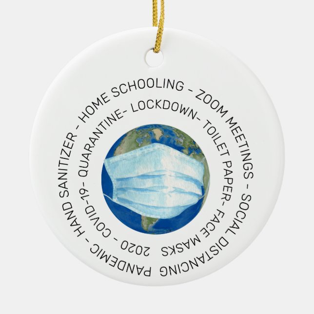 2020 Covid Quarantine World Commemorative Ceramic Ornament (Front)