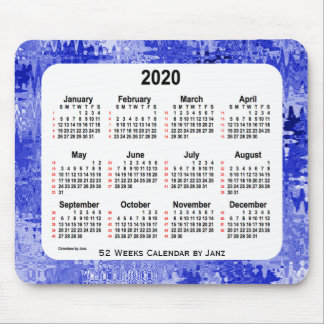 2020 Crazy Quilt Blue 52 Weeks Calendar by Janz Mouse Pad
