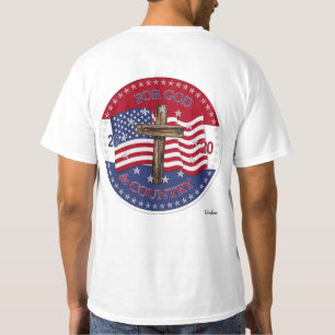 2020 For God and Country Cross And American Flag T-Shirt