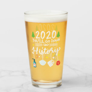 2020 Go Down in History   Toilet Paper and Mask Glass