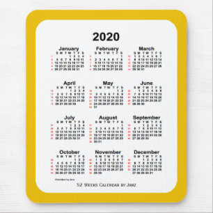 2020 Gold Two Tone 52 Week Calendar by Janz Mouse Pad