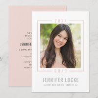 2020 GRAD INVITE photo frame chic blush pale pink