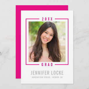 2020 GRAD INVITE photo frame chic bright pink