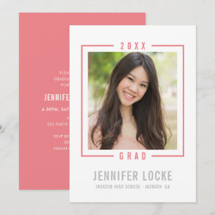 2020 GRAD INVITE photo frame chic modern coral