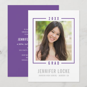 2020 GRAD INVITE photo frame chic modern purple