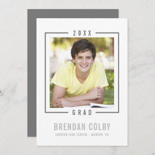 2020 GRAD INVITE photo frame modern charcoal grey