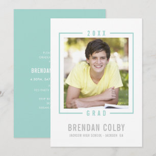 2020 GRAD INVITE photo frame modern mint green