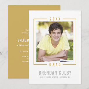 2020 GRAD INVITE photo frame modern old gold