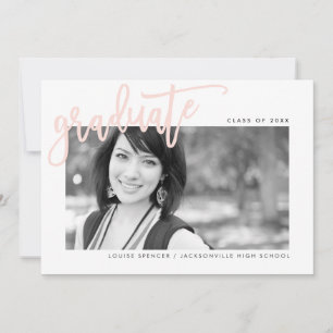 2020 GRADUATE modern lettered overlay blush pink Thank You Card