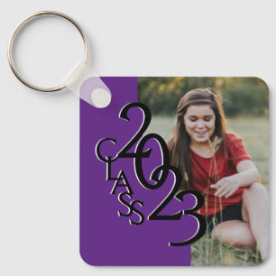 2020 Graduation Keepsake Photo Purple and Black Keychain