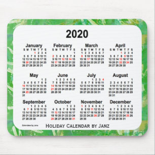2020 Green Holiday Art Calendar by Janz Mouse Pad