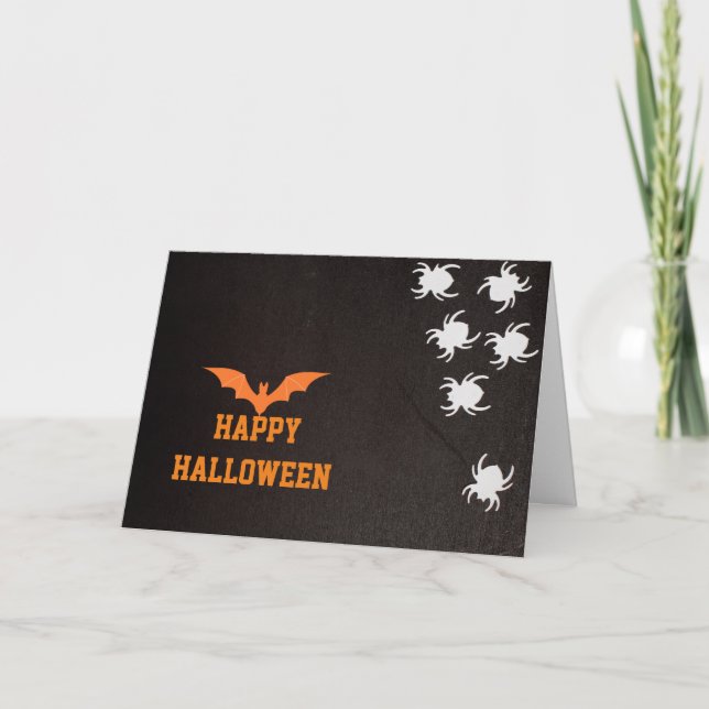 2020 Happy Halloween with Black Bat and Spider web Card (Front)