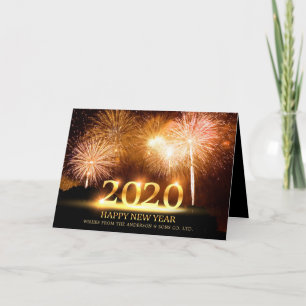 2020 Happy New Year Elegant Fireworks Greeting Card