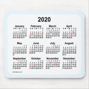 2020 Holiday Calendar by Janz Alice Blue Mouse Pad