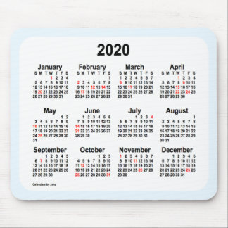 2020 Holiday Calendar by Janz Alice Blue Mouse Pad