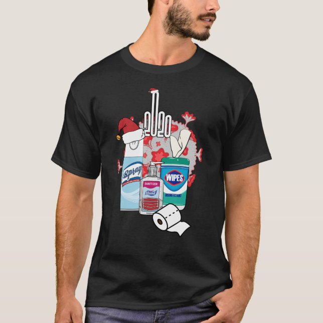 2020 Holiday Essentials Quarantine Christmas Funny T-Shirt (Front)