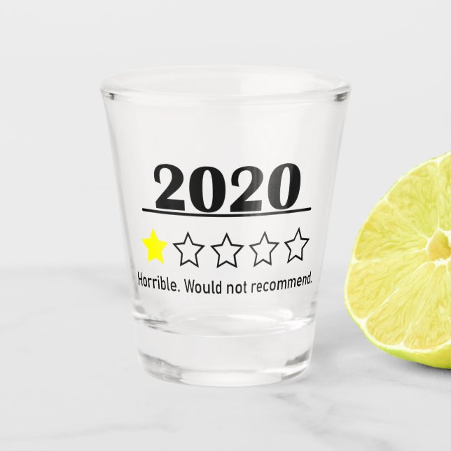 2020 Horrible Review Shot Glass (Front)
