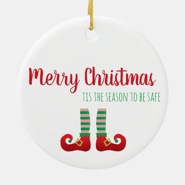 2020 Is Elfed Up Funny Christmas Saying Green Ceramic Ornament (Back)