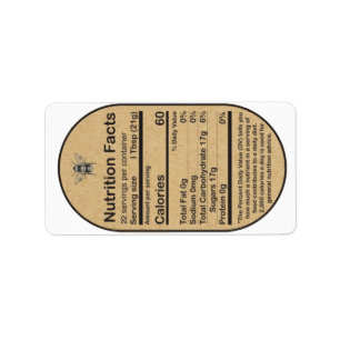 2020 Kraft Oval Honeybee Nutrition Facts Étiquette