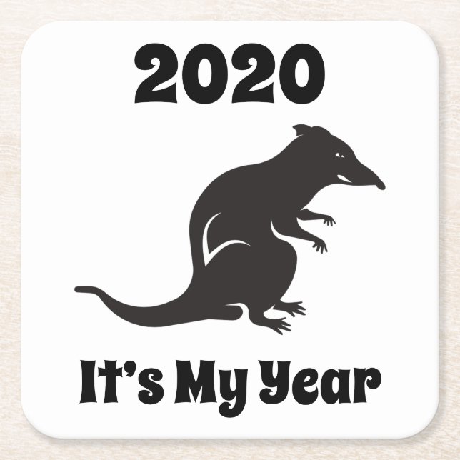 2020 My Rat Year Square Paper Coaster (Front)