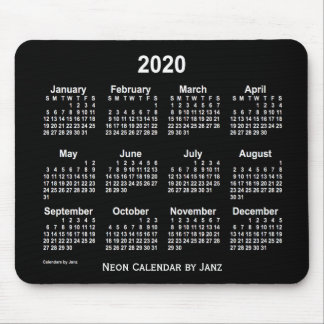 2020 Neon White Calendar by Janz Mouse Pad