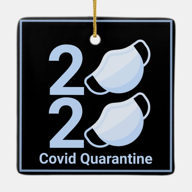 2020 Pandemic Face Mask Christmas New Year 2021 Ceramic Ornament (Back)