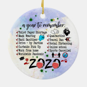 2020 Pandemic Quarantine Christmas Ceramic Ornament