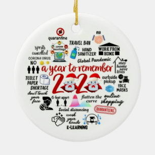2020 Pandemic Quarantine Christmas Ceramic Ornament