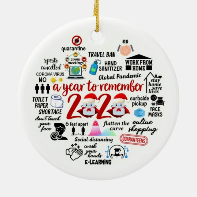 2020 Pandemic Quarantine Christmas Ceramic Ornament (Back)