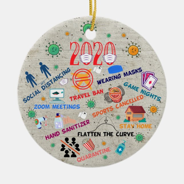 2020 pandémie de noël Ornement en céramique (Devant)