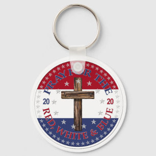 2020 Pray For The Red, White And Blue Cross Keychain