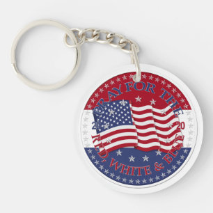 2020 Pray For The Red, White And Blue Flag Keychain