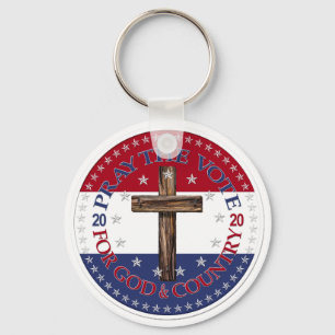 2020 Pray The Vote For God And Country Cross Keychain