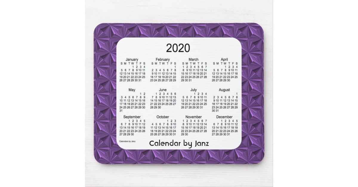 2020 Purple Diamonds Calendar by Janz Mouse Pad Zazzle