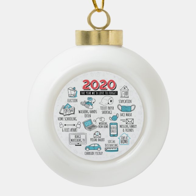 2020 Quarantine Activities Commemorative Gift Ceramic Ball Christmas Ornament (Front)