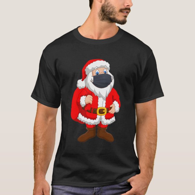 2020 Quarantine Santa In Face Mask For Christmas T-Shirt (Front)