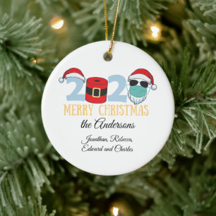 2020 Quarantined Christmas Family Ceramic Ornament