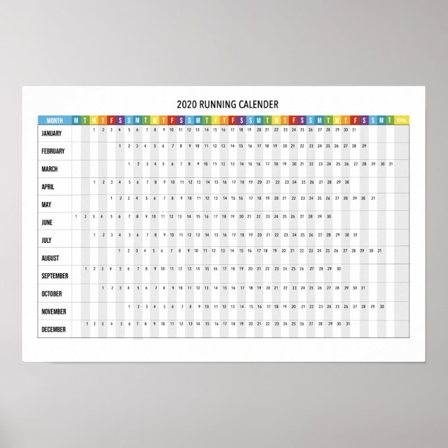 2020 Running Calendar Poster (Front)