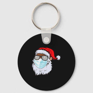 2020 Santa With Face Mask Black African American C Keychain