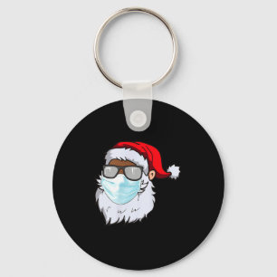 2020 Santa With Face Mask Black African American C Keychain